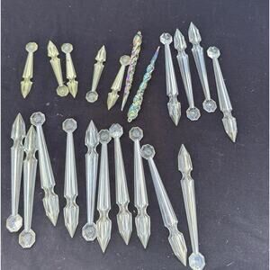 Vtg Christmas Tree Hanging Acrylic Icicle Ornaments Clear -LO1